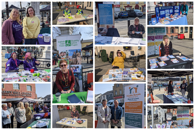 charities at tables outdoors in Brynmawr