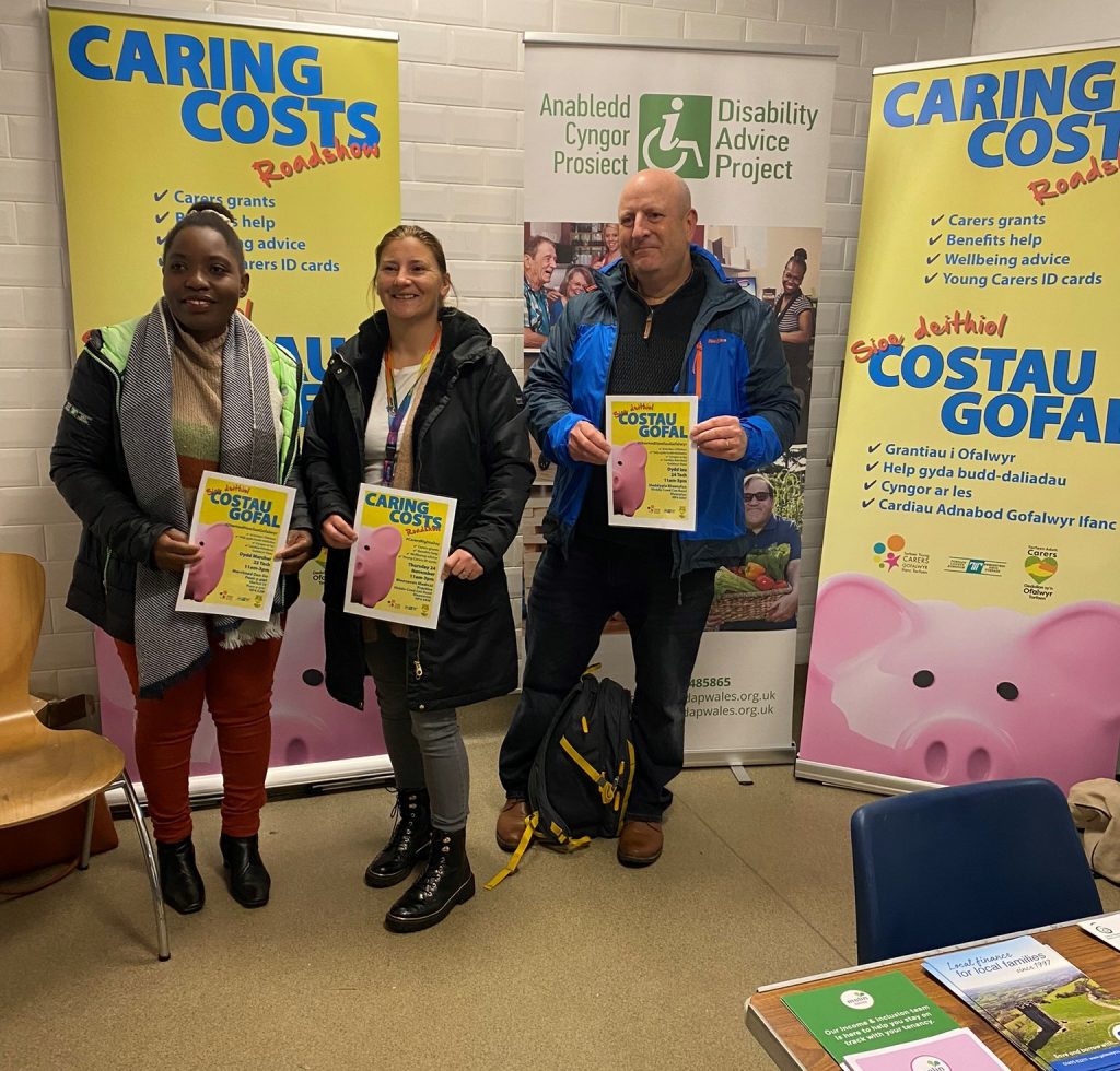 Torfaen carers team stood together at Pontypool Market